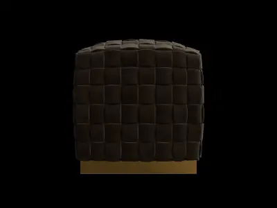 Round Cube Velvet Ottoman 3D model