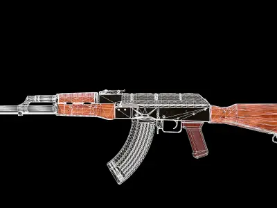 AKM assault rifle Low-poly 3D model get