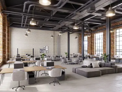 interior scene loft office 05 3D model