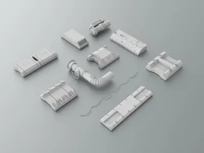 Scifi modular Wall piece 3D model