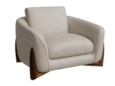 Chair With Wood Accent Beige Low-poly 3D model