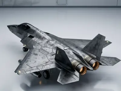 Weathered 5th-Generation Stealth Fighter Jet 3D Model Low-poly 3D model