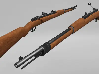 3D Mauser 87 Rifle - Low poly model Low-poly 3D model