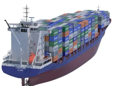 140 m Container Ship 3D model