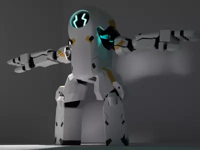 White Big Robot 2D Design by Unknown artist 3D model