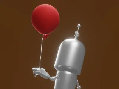 Robot holding balloon Low-poly 3D model