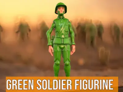 Green Soldier Figurine model pack Low-poly 3D model