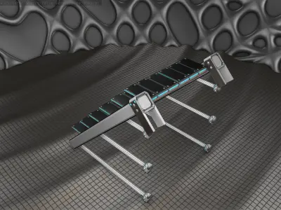 Sci-Fi Stairs - 13 - Silver Blue Neon Light Version Low-poly 3D model