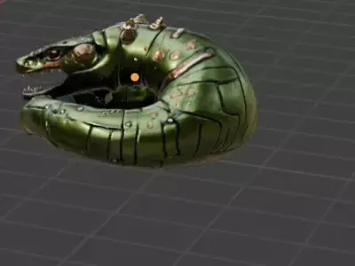 Cybernetic Coil Beast  PBR Sci-Fi Creature Asset 3D model