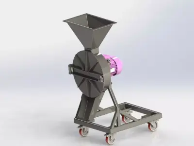 Feed grain and plant stalk crusher and grinder 3D model