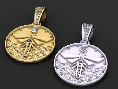 DRAGONFLY INSECT COIN PENDANT 3D PRINTABLE MODEL 3D print model