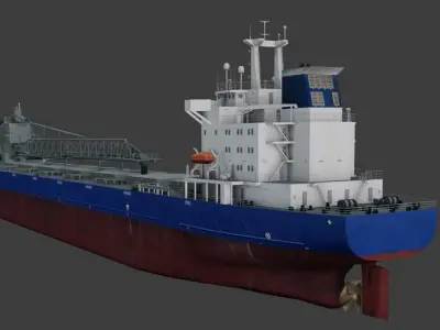Self-unloading bulk carrier 3D model Low-poly 3D model