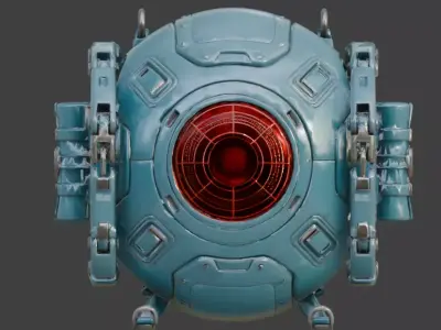Realistic Sci-Fi Blue Sentry Drone 3D Model Low-poly 3D model