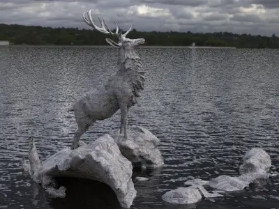 Deer King on Rocks 3D model