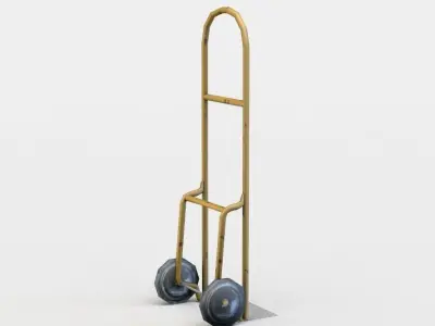 Trolley hand cart with wheels Low-poly 3D model