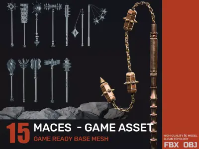 collection 15 MACES 3D model Low-poly 3D model