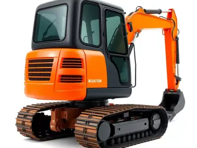 Orange Excavator model pack Low-poly 3D model