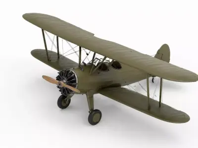 Vintage Military Biplane 3D model