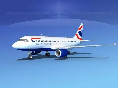 Airbus A319 Jetliners Collection 3D model