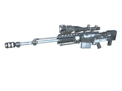 22-AS50-gun model 3d game ready model Low-poly 3D model Low-poly 3D model