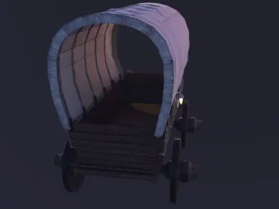 Realistic Wagon Medival Low-poly 3D model