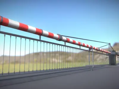 Low-Poly Railroad Barrier 8m Protective Grid Low-poly 3D model