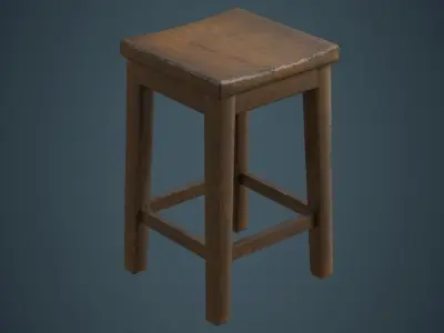 Stool 1B Low-poly 3D model