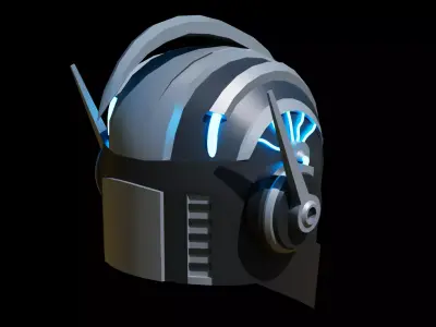 Low Poly Sci Fi Cyberpunk Helmet 3D Model Low-poly 3D model