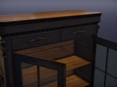 Antique bookcase  Low-poly 3D model