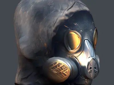  helmet Gas mask  3d model military combat Low-poly Low-poly 3D model