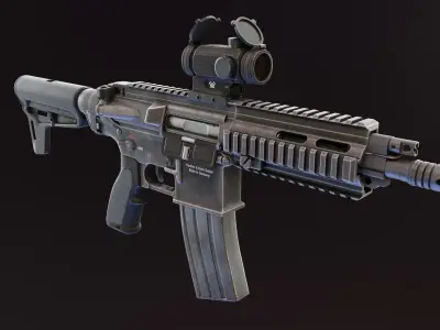 HK416 Compact Low-poly 3D model