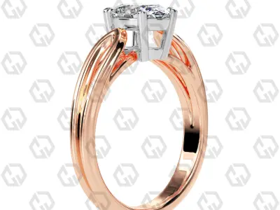 Ring 226 Oval shape split shank solitaire ring with Gems 3D print model