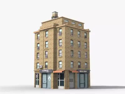 Apartment Building x4 Low-poly 3D model