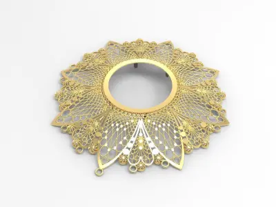 woman big necklace center part 22k c00006 3D print model