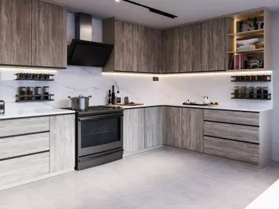 Kitchen Modern Style Blender Fbx OBj Free low-poly 3D model