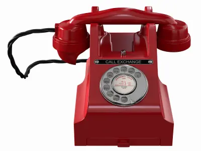 Red Telephone GPO 312L with drawer 3D model
