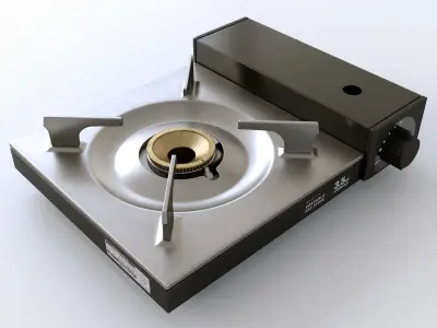 Portable Gas Stove and Butane Gas Canister Low-poly 3D model