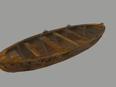boat 3 wooden Low-poly 3D model