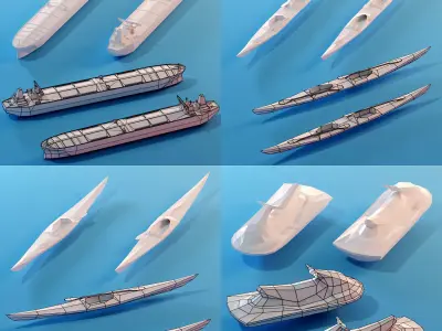 Paper Vessels Low-poly 3D model