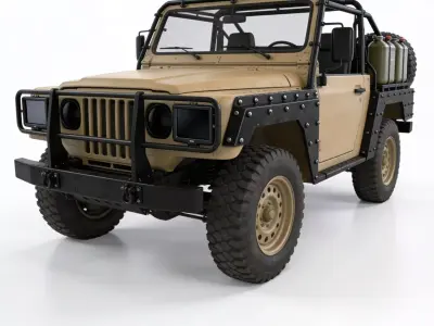 Realistic Lo-Fi Combat Jeep 3D Model Low-poly 3D model