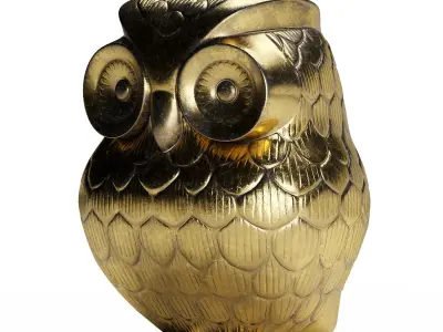 Indian metal  figurine of owl 3D model