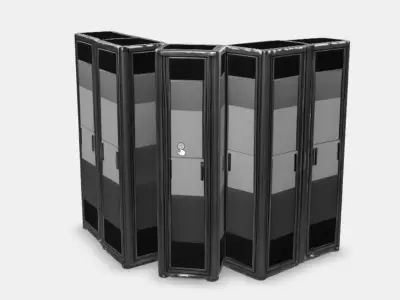 Tall Solid Server Rack Low-poly 3D model