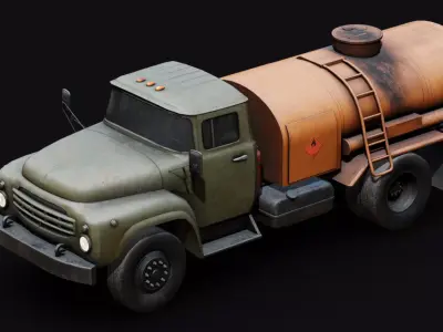 Tanker Truck Low-poly 3D model purchase