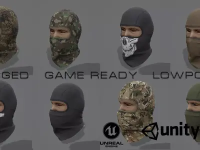 Balaclava camouflage mask Low-poly 3D model