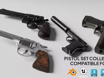 Pistol set collection 3D model