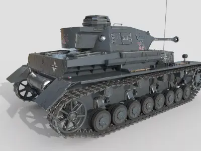 Panzer IV F2 medium tank Low-poly 3D model