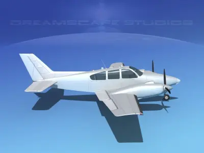 Beechcraft B55 Baron Bare Metal 3D model