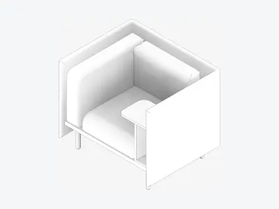 Sofa - Contemporary - Flame - Chair - Work Shelf - Right Low-poly 3D model