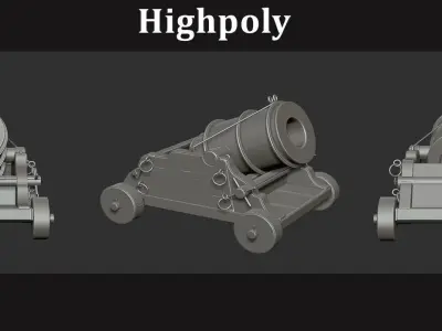 Medieval mortar  Low-poly 3D model Low-poly 3D model