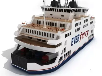 Multi Level Ferry Transport Ship 3D model